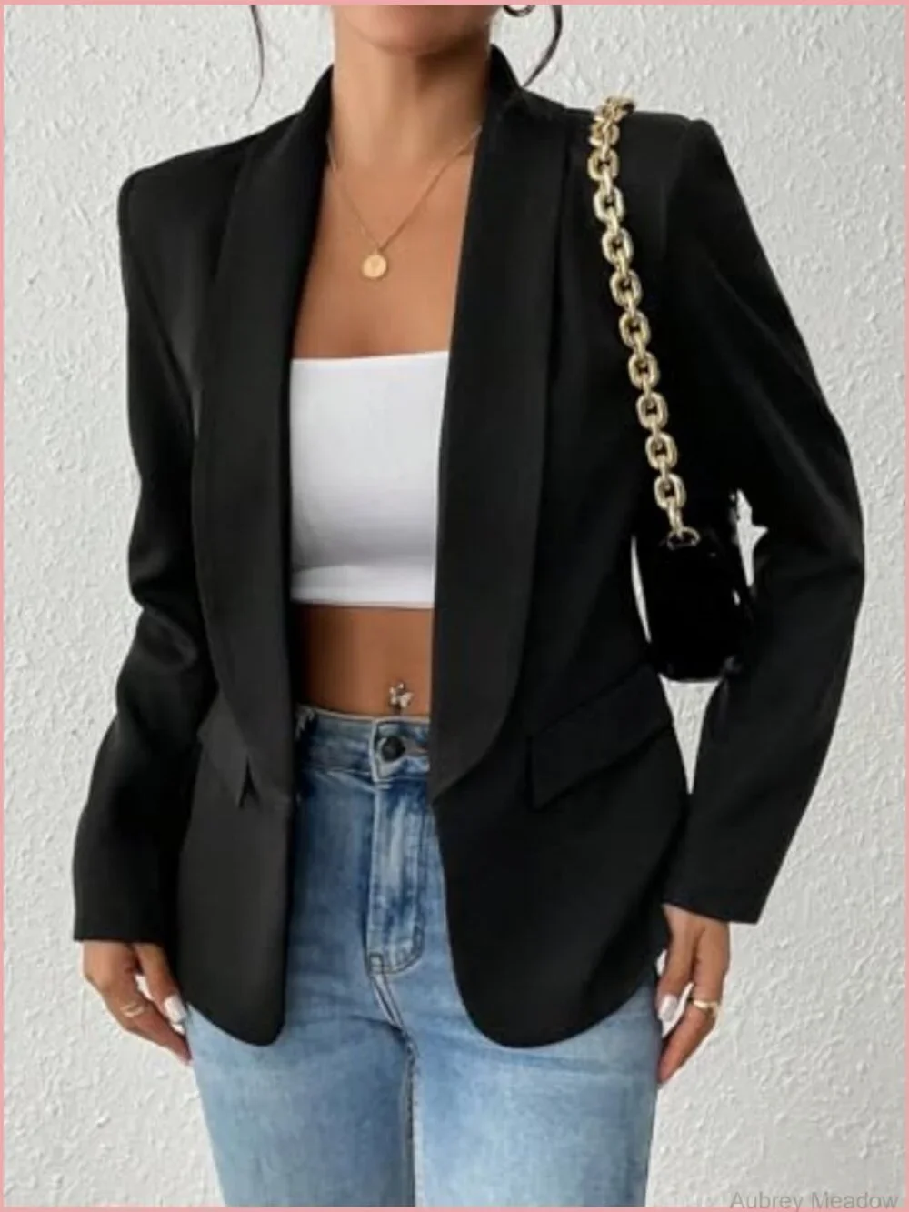 Shawl Collar Blazer Long Sleeve Open Front Slim Fit Work Office Jacket
